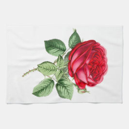 アンティークレッドローズシンプル キッチンタオル