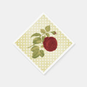 アンティークレッドローズパーチメント水玉模様 スタンダードカクテルナプキン (角)