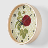 アンティークレッドローズパーチメント水玉模様 壁時計 (傾斜)