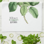 アンティークレッドローズ – あなたの選択文字 キッチンタオル (折り畳み)