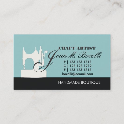 アンティークレトロ黒作業裁縫機の仕立て 名刺 (正面)