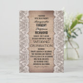 アンティークレースとラスティックな麻布の結婚式招待状 招待状 (スタンド正面)