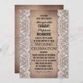 アンティークレースとラスティックな麻布の結婚式招待状 招待状 (正面/裏面)