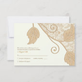 アンティークレースとリーフのウェディング返信カード 出欠カード (正面)