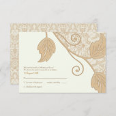 アンティークレースとリーフのウェディング返信カード 出欠カード (正面/裏面)