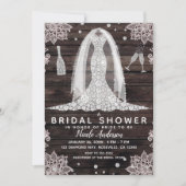 アンティークレースダイヤモンドウェディングドレス ブライダルシャワー 招待状 (正面)