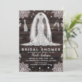 アンティークレースダイヤモンドウェディングドレス ブライダルシャワー 招待状 (スタンド正面)
