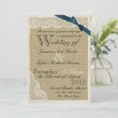 アンティークレースネイビーボウカントリーウェディング 招待状 (スタンド正面)