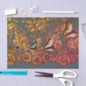 アンティークレースパターンティッシュペーパーグレー 薄葉紙 (クラフト)