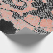 アンティークレースピンク及びブラックラッピング紙 ラッピングペーパー (角)