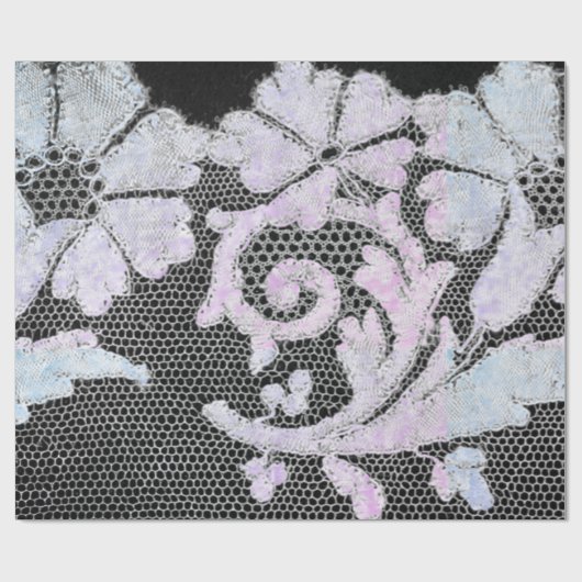 アンティークレースブラック及びブルースのラッピング紙 ラッピングペーパー (フラット)