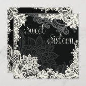 アンティークレースブラックSweet sixteenパーティー検出 招待状 (正面/裏面)