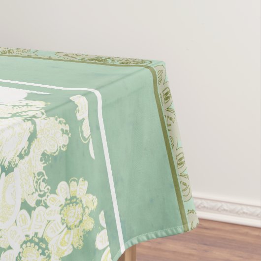 アンティークレースホワイトシーグリーンフローラ テーブルクロス (インサイチュ)