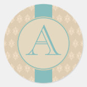 アンティークレースモノグラムステッカー ラウンドシール (正面)