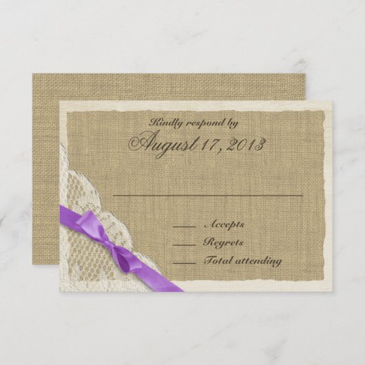 アンティークレース及びラベンダー国対応カード 出欠カード (正面/裏面)