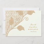 アンティークレース及び葉結婚式招待状 招待状 (裏面)