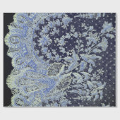 アンティークレース柄ギフトラッピング紙ブルー ラッピングペーパー (フラット)