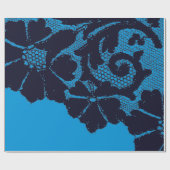 アンティークレース柄ギフトラッピング青 ラッピングペーパー (フラット)
