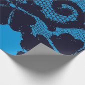 アンティークレース柄ギフトラッピング青 ラッピングペーパー (角)