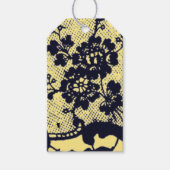 アンティークレース模様ブラック及びイエローギフトラベル ギフトタグ (正面)