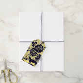 アンティークレース模様ブラック及びイエローギフトラベル ギフトタグ (より糸付き)