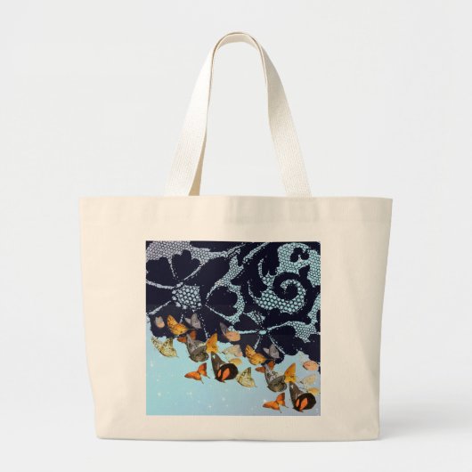 アンティークレース蝶トートバッグ ラージトートバッグ (正面)