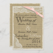 アンティークレース赤面ボウカントリーウェディング 招待状 (正面/裏面)