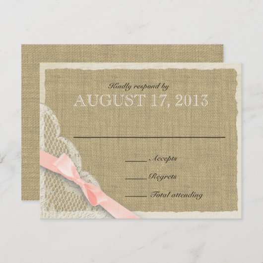 アンティークレース赤面ボウカントリー応答カード 出欠カード (正面/裏面)