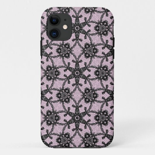 アンティークレース – ブラックとアイスピンク Case-Mate iPhoneケース (裏面)