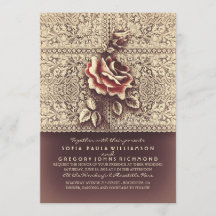 アンティークレース マルサラ ローズ ウェディング 招待状