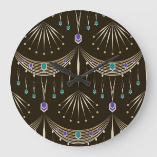 アンティークレース、幾何学的シームレスパターン。 ラージ壁時計