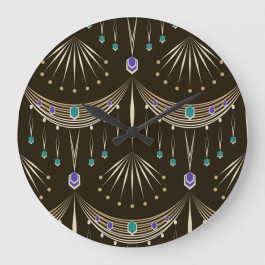 アンティークレース、幾何学的シームレスパターン。 ラージ壁時計 (正面)