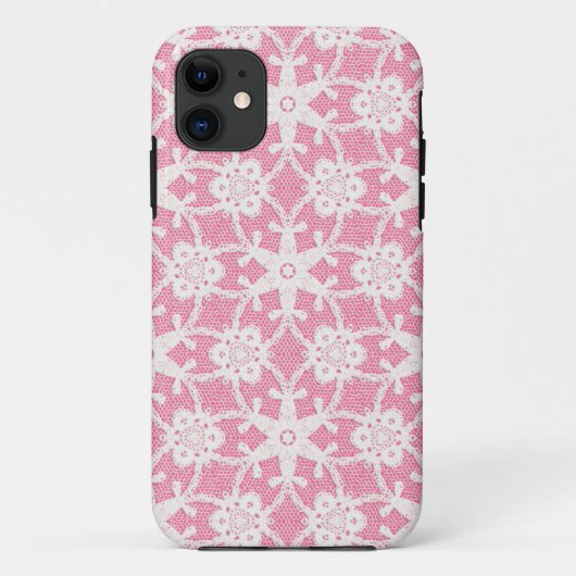アンティークレース – 白とバラピンク Case-Mate iPhoneケース (裏面)