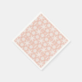 アンティークレース – 白と桃 スタンダードカクテルナプキン (角)