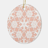 アンティークレース – 白と桃 セラミックオーナメント (左)