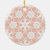 アンティークレース – 白と桃 セラミックオーナメント (裏面)