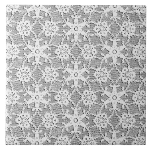 アンティークレース – 白と銀の灰色 タイル (正面)