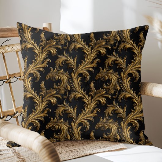 アンティークロココブラック金ゴールドバロック クッション