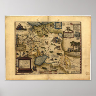 アンティークロシアの地図ORTELIUS ATLAS 1570 A.D. ポスター