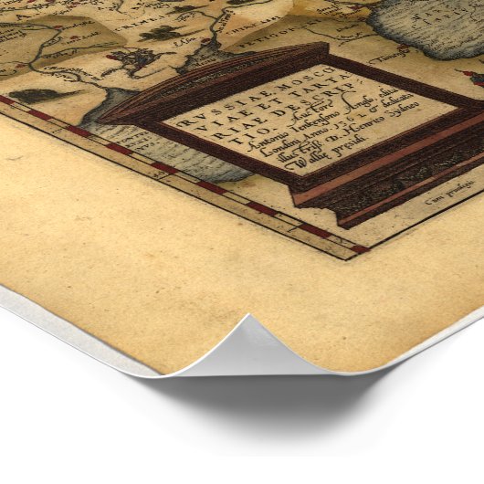 アンティークロシアの地図ORTELIUS ATLAS 1570 A.D. ポスター (角)