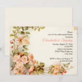 アンティークロマンチックなバラのウェディングリハーサルディナー 招待状 (正面/裏面)