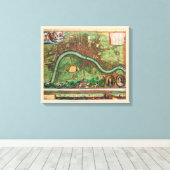 アンティークロンドン通り地図byヨハネス・デ・ラム， 1689 キャンバスプリント (インサイチュ (ウッドフロア))