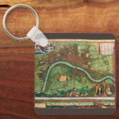 アンティークロンドン通り地図byヨハネス・デ・ラム， 1689 キーホルダー (正面)