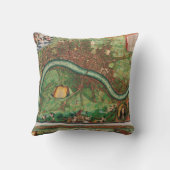 アンティークロンドン通り地図byヨハネス・デ・ラム， 1689 クッション (裏面)