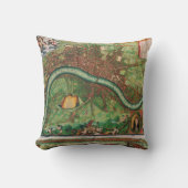 アンティークロンドン通り地図byヨハネス・デ・ラム， 1689 クッション (正面)