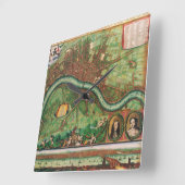 アンティークロンドン通り地図byヨハネス・デ・ラム， 1689 スクエア壁時計 (傾斜)