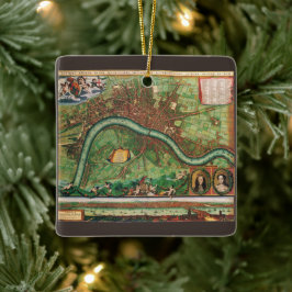 アンティークロンドン通り地図byヨハネス・デ・ラム， 1689 セラミックオーナメント
