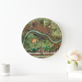 アンティークロンドン通り地図byヨハネス・デ・ラム, 1689 ラージ壁時計 (ホーム)