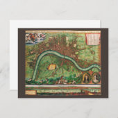 アンティークロンドン通り地図byヨハネス・デ・ラム， 1689 招待状 (正面/裏面)