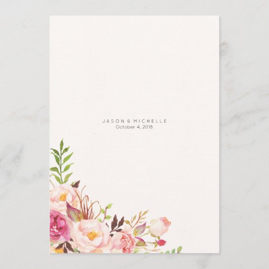 アンティークローズのウェディングスケジュール - ゲスト向けの予定 プログラム (裏面)